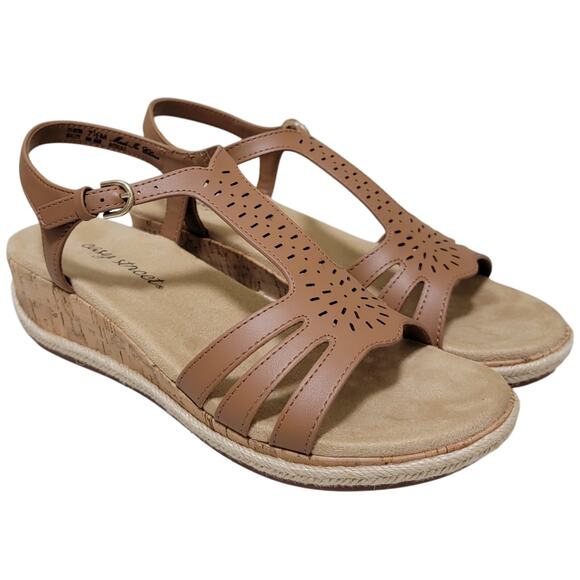Easy Street Women Dorinda Wedge Heel Slingback Sandals Size US 7.5M Tan Brown - Picture 1 of 4